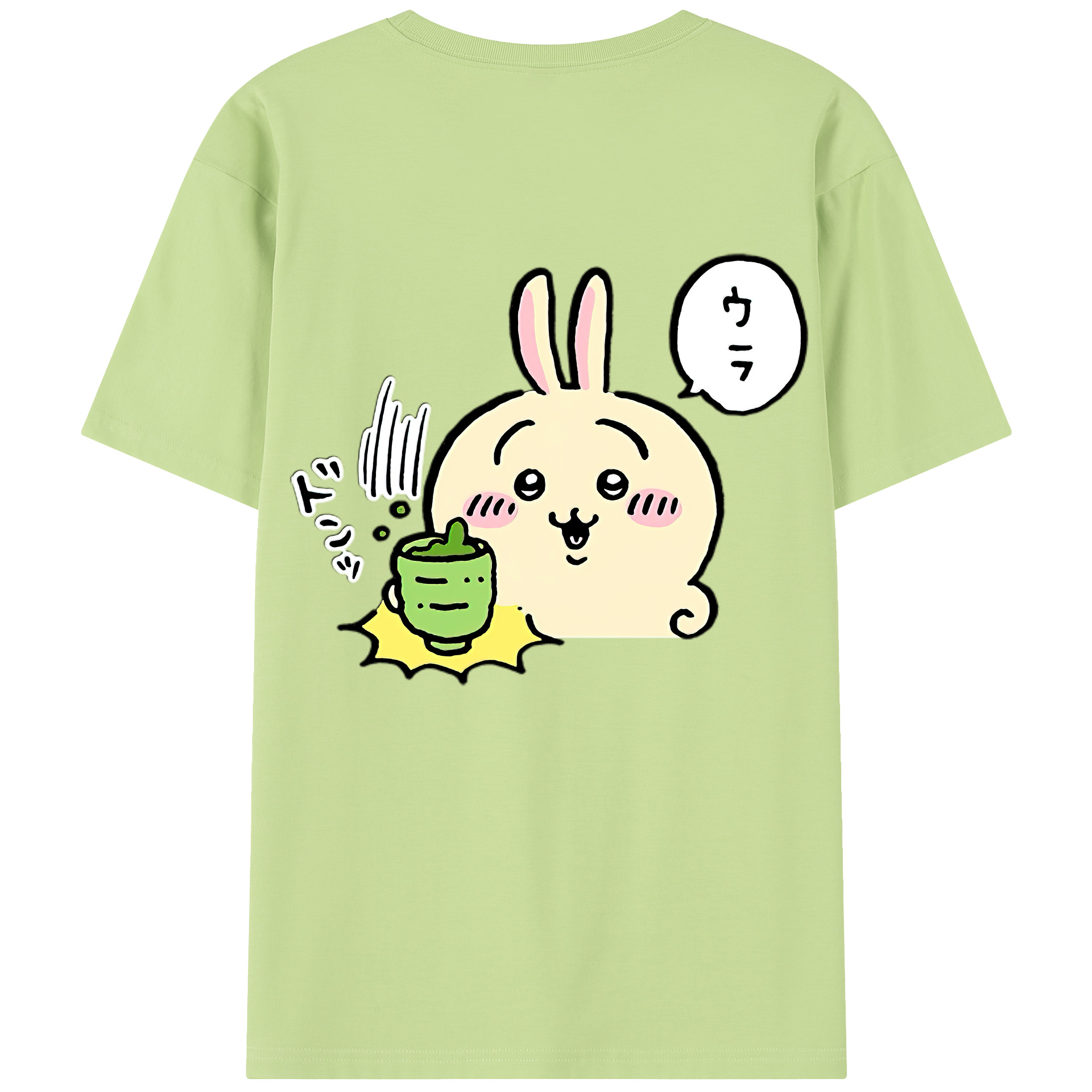 （画像用） ちいかわ うさぎ Chii-kawa usagi 綿100％半袖Tシャツ（背面プリント）